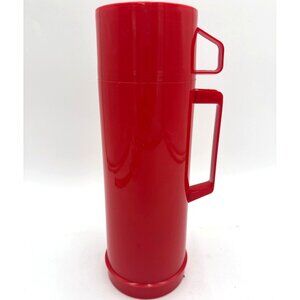 Aladdin Bright Red Plastic Thermos Flask Canister Hot/Cold Drinks Retro